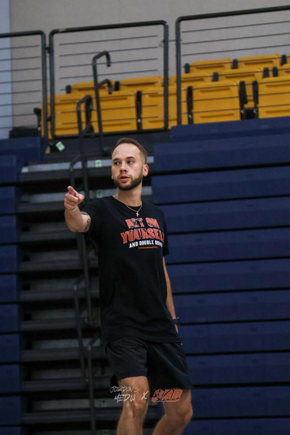 Trey coaching on the court